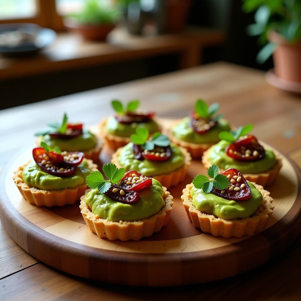 Tartaletas de Base de Quinoa con Guacamole y Tomates Secos: Aperitivo Vegano y Sin Horno