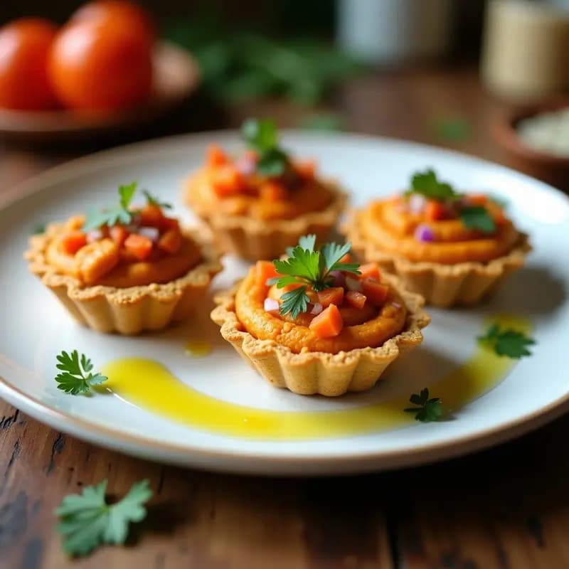 Tartaletas de Base de Quinoa con Hummus de Lentejas Rojas y Aceite de Argán: Entrante Marroquí Sin Horno