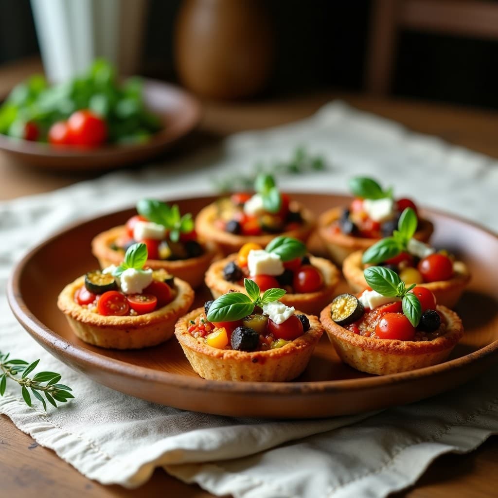 Tartaletas de Base de Quinoa Rellena de Ratatouille: Entrante Francés Sin Harina