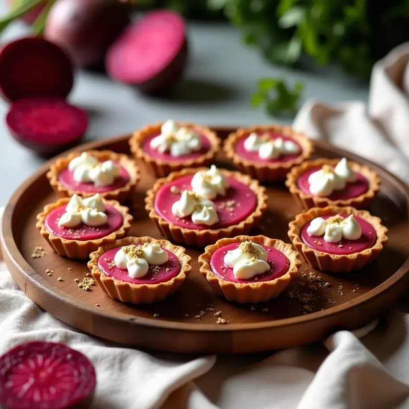 Tartaletas de Base de Semillas de Amapola con Crema de Remolacha y Queso de Cabaña: Receta Húngara Sin Gluten