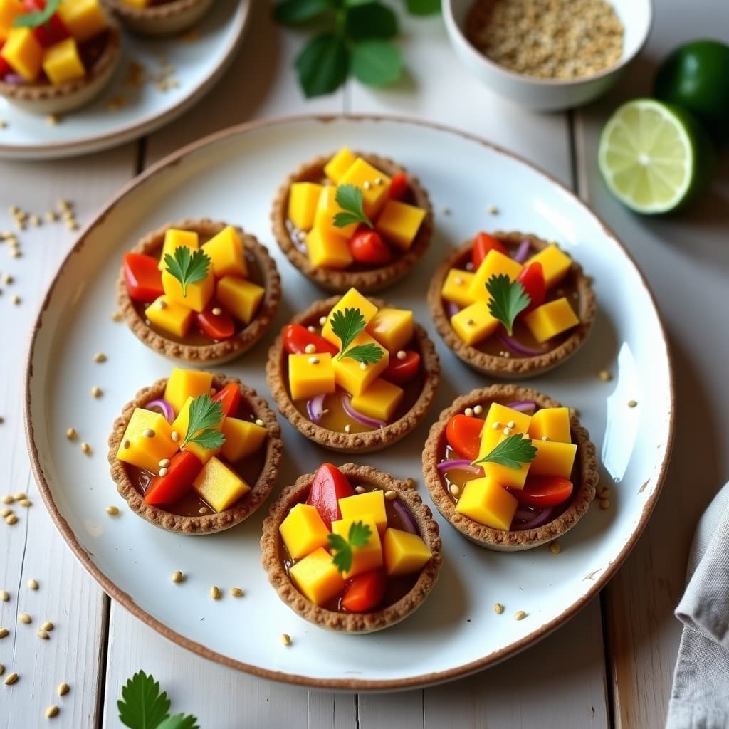 Tartaletas de Base de Semillas de Chía con Relleno de Ceviche de Mango: Receta Crudivegana