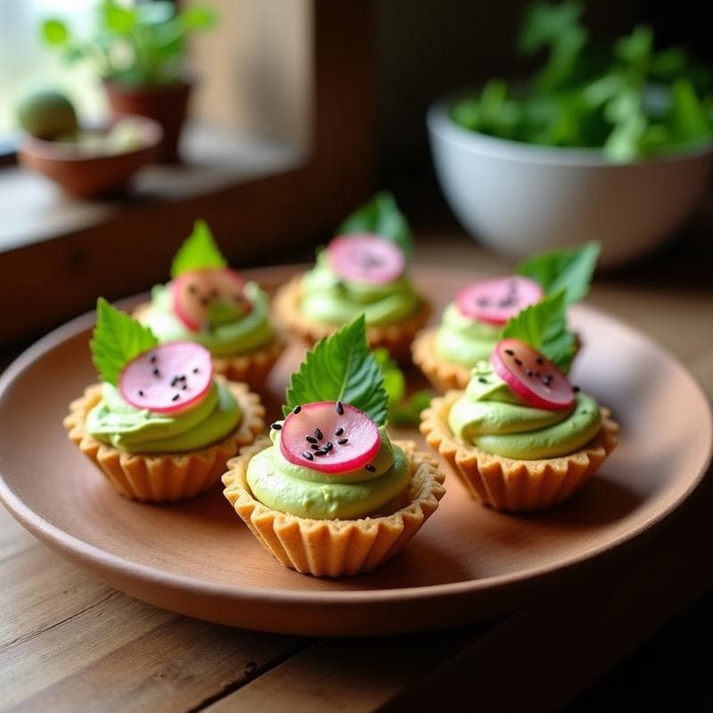 Tartaletas de Base de Semillas de Girasol con Crema de Aguacate y Rábanos: Aperitivo Crudivegano