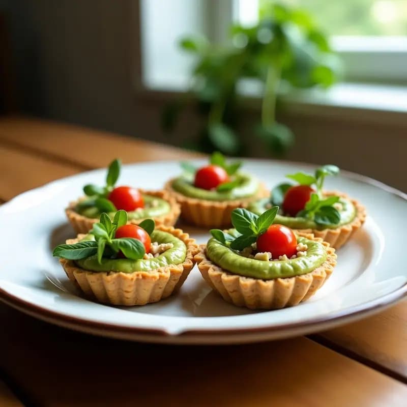 Tartaletas de Base de Semillas de Girasol con Pesto de Albahaca y Nueces: Receta Vegana Sin Horno
