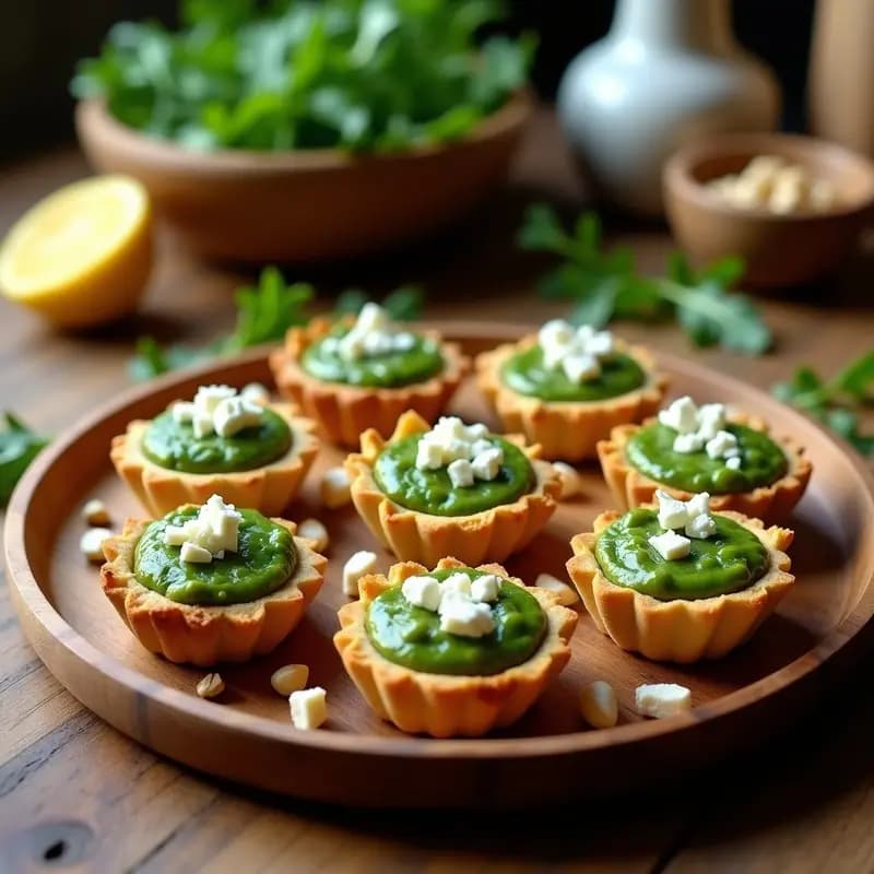 Tartaletas de Base de Semillas de Girasol con Pesto de Arugula y Queso Feta: Aperitivo Sin Gluten