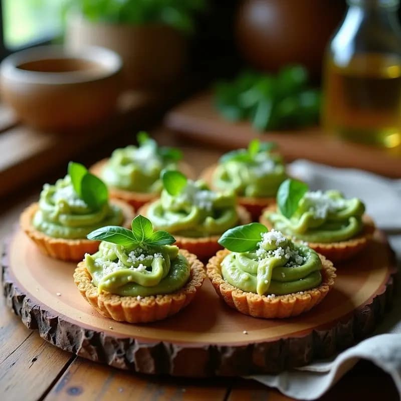 Tartaletas de Base de Semillas con Crema de Pesto de Rúcula y Parmesano Vegano