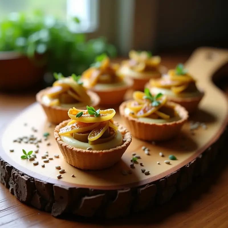 Tartaletas de Base de Sésamo y Relleno de Puerro Confitado: Aperitivo Vegano Sin Horno