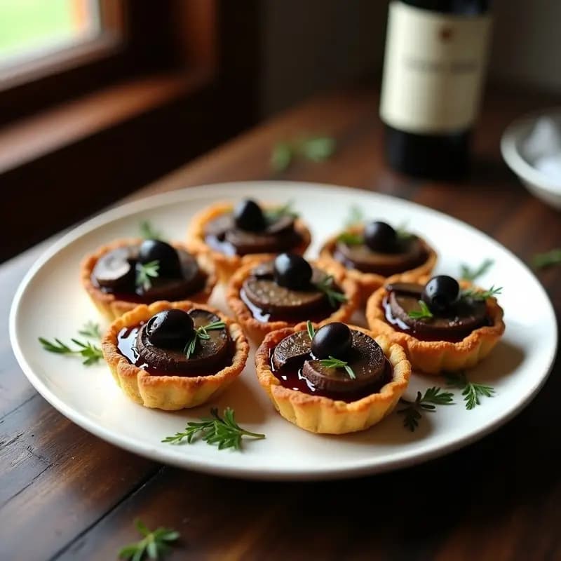 Tartaletas de Harina de Teff y Champiñones Portobello con Reducción de Vino Tinto: Receta Etiopí Gourmet