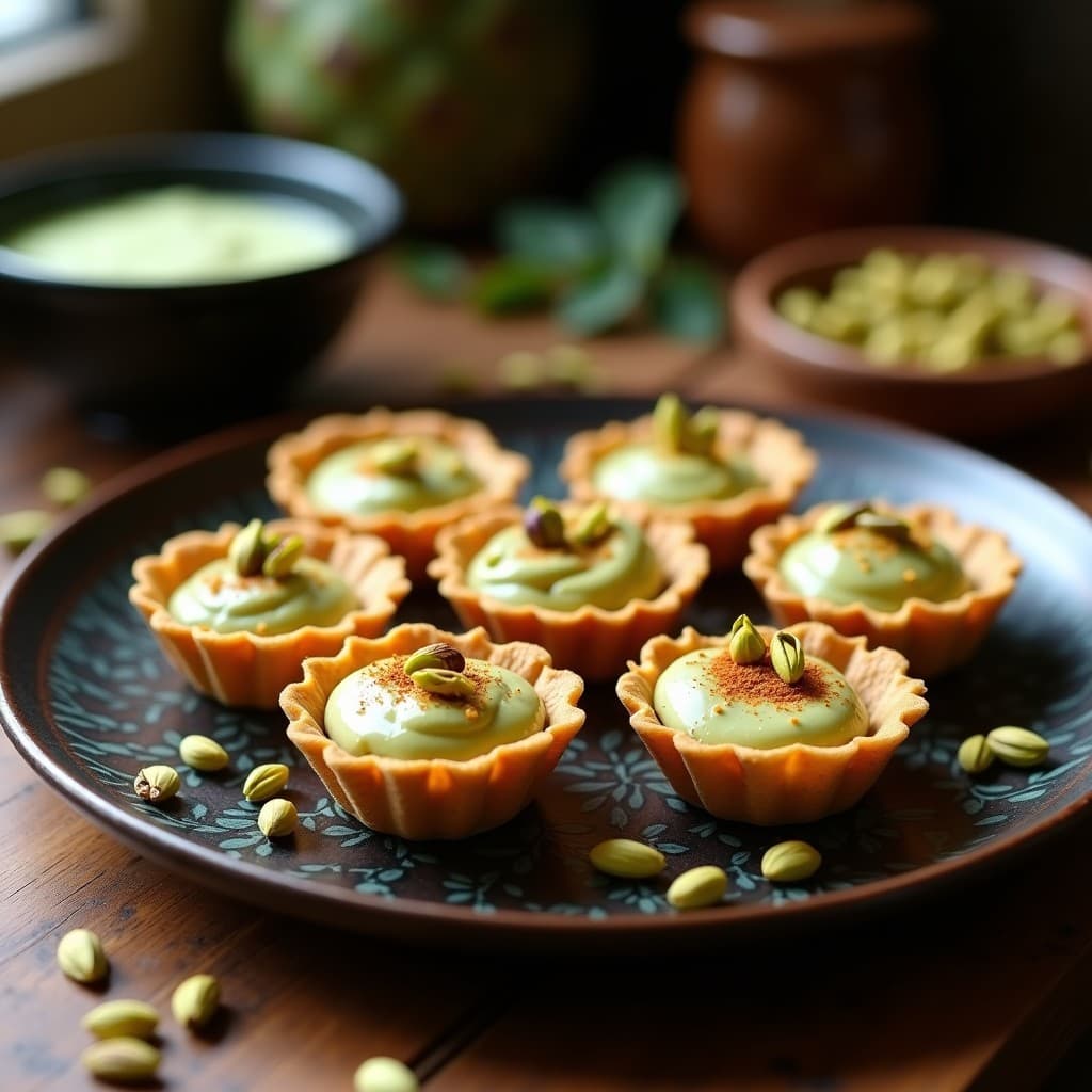 Tartaletas de Teff y Crema de Alcachofa con Crujiente de Pistacho: Entrante Etíope Sin Gluten en 25 Minutos