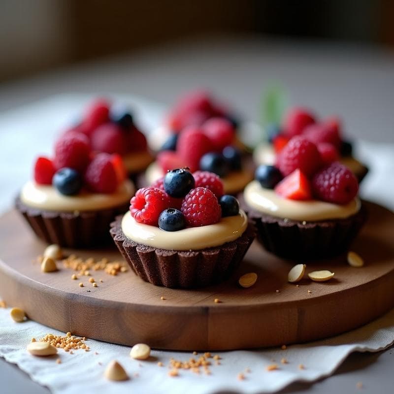 Tartaletas de Harina de Teff y Crema de Anacardos con Frutos Rojos: Postre Sin Gluten