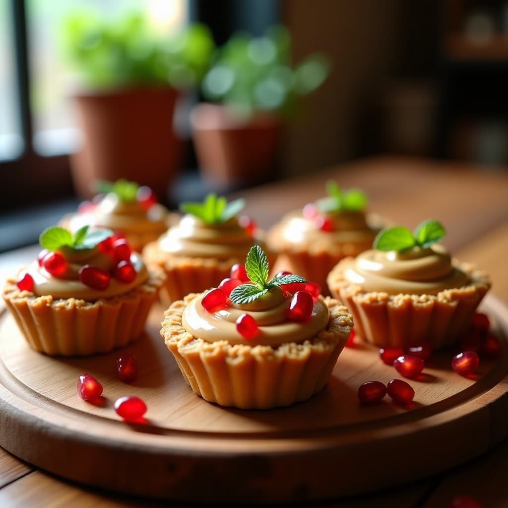 Tartaletas de Harina de Teff y Crema de Cacahuete con Topping de Granada: Postre Etíope Keto