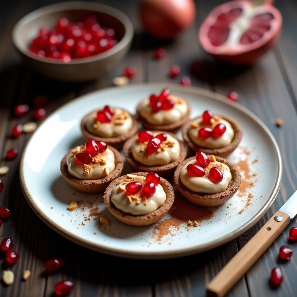 Tartaletas de Teff y Tahini con Salsa de Granada: Postre Etíope Sin Gluten y Alto en Hierro