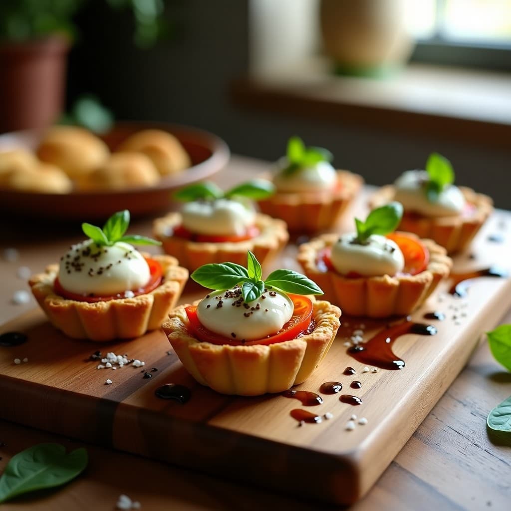 Tartaletas de Tomate Seco y Queso de Burrata con Reducción de Vinagre Balsámico: Entrante Italiano en 20 Minutos