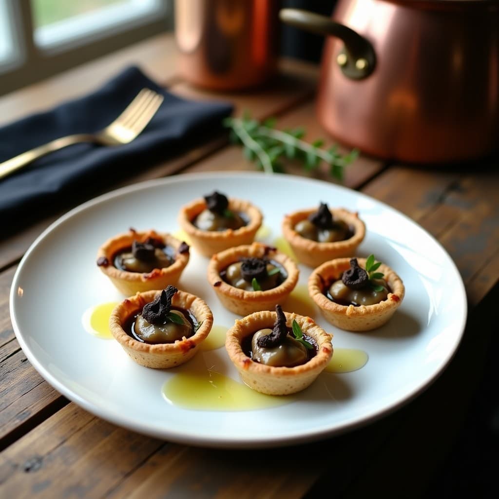Tartaletas de Base de Harina de Trigo Sarraceno con Relleno de Hongos Porcini y Trufa: Receta Francesa Gourmet