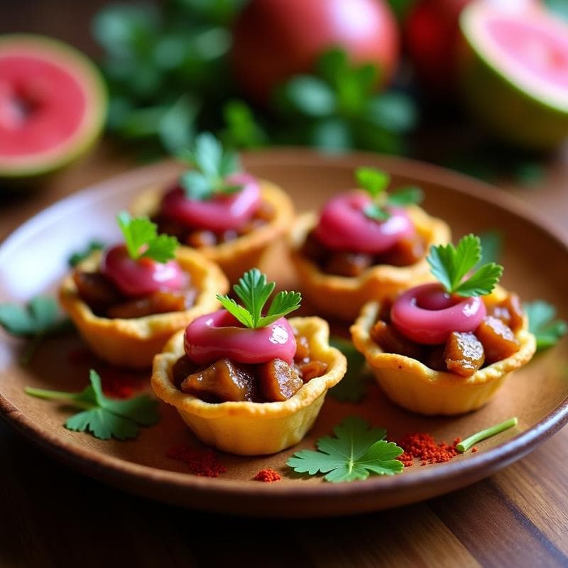 Tartaletas de Yuca y Chorizo Vegano con Salsa de Guayaba: Entrante Puertorriqueño Sin Gluten