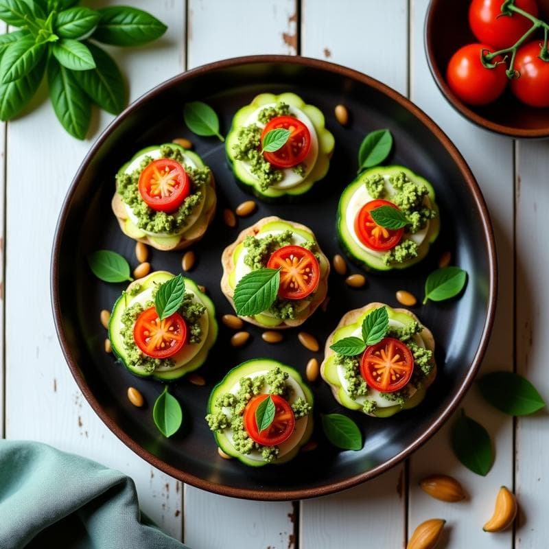 Tartaletas de Zucchini y Semillas de Calabaza con Pesto de Rúcula: Receta Vegana Crudivegana