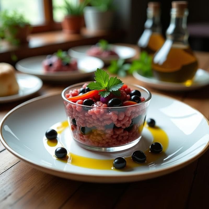 Tartar de Aceitunas Negras y Alcaparras: Receta Umami Sin Cocción en 10 Minutos