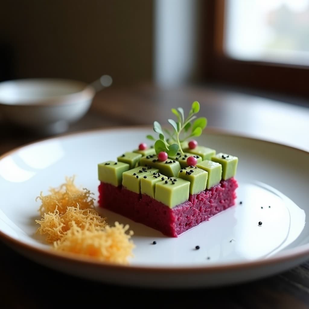 Tartar de Aguacate y Algodón de Azúcar de Remolacha: Receta Vegana y Visualmente Impactante
