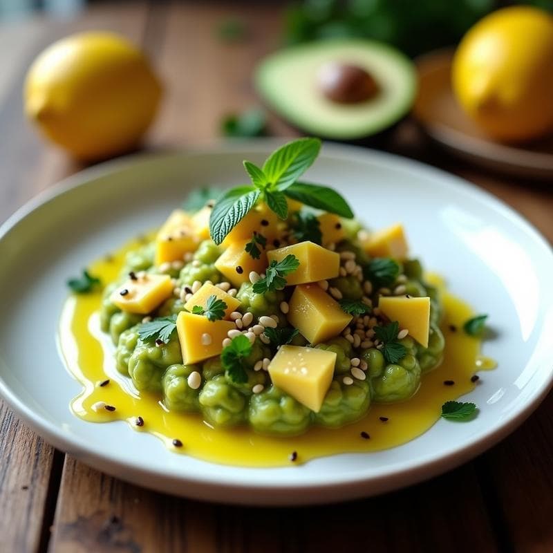 Tartar de Aguacate y Granadilla con Vinagreta de Limón: Entrante Sudafricano Vegano
