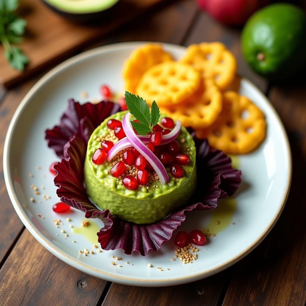 Tartar de Aguacate y Granados con Chips de Yuca: Receta Crudivegana con Toque Peruano