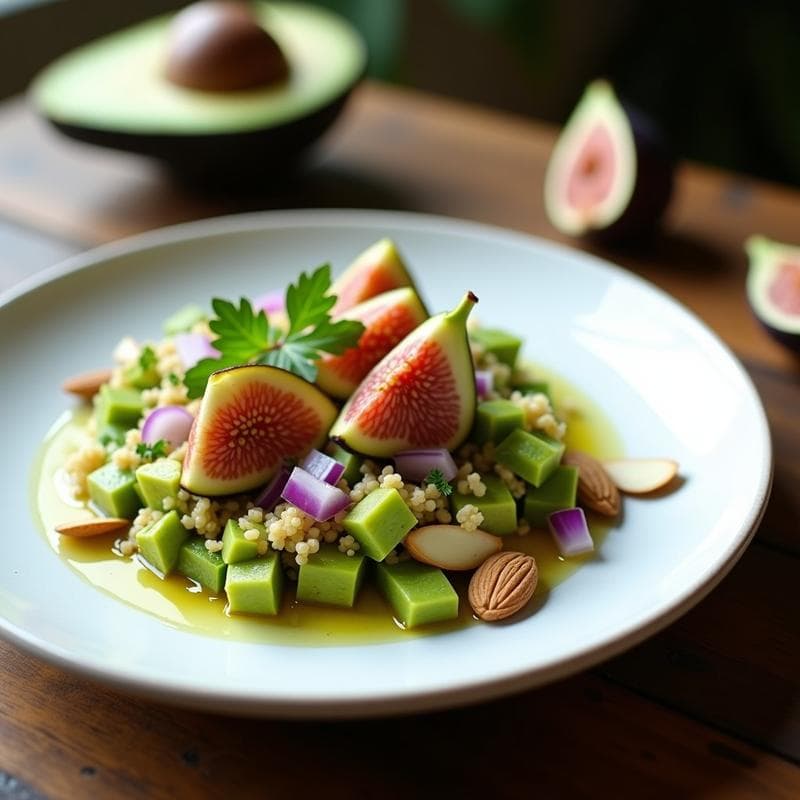Tartar de Aguacate y Higos con Quinoa: Receta Vegana Alta en Proteína en 15 Minutos