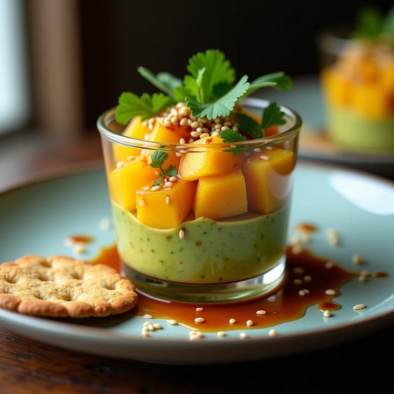 Tartar de Aguacate y Mango con Salsa Teriyaki: Receta Japonesa Fresca y Rápida