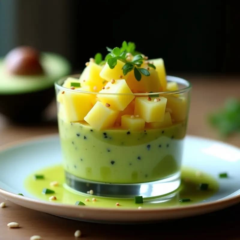 Tartar de Aguacate y Piña con Vinagreta de Wasabi: Receta Japonesa-Peruana Fresca y Picante