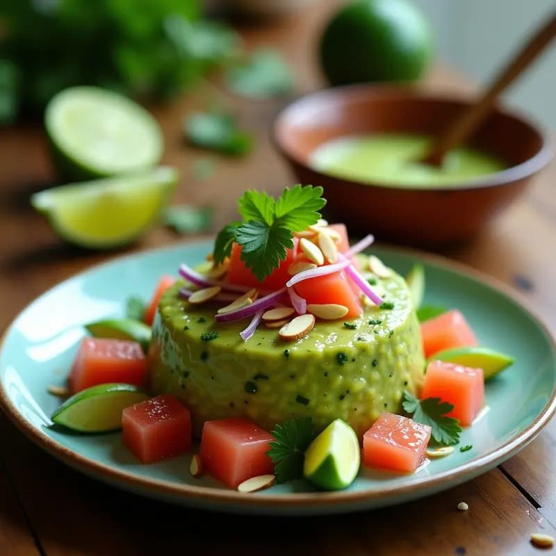 Tartar de Aguacate, Pomelo y Cilantro con Vinagreta de Chile Verde: Receta Mexicana Vegana
