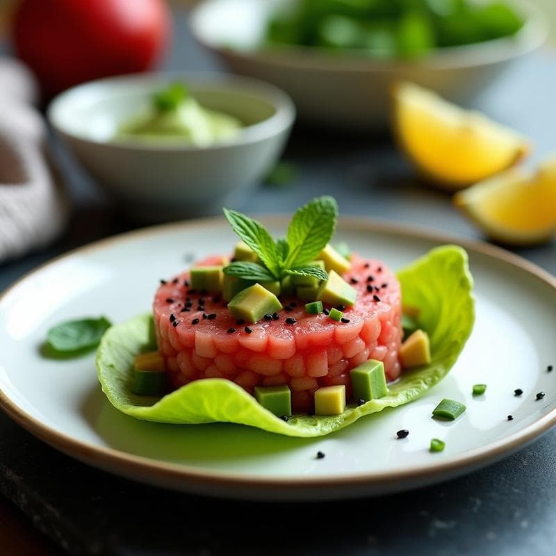 Tartar de Aguacate y Sandía con Toque de Wasabi: Receta Vegana y Refrescante en 10 Minutos