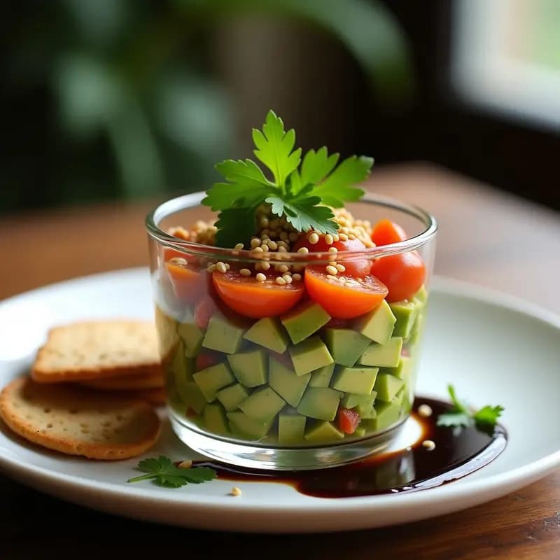 Tartar de Aguacate y Tomate de Árbol con Alioli de Ajo Negro: Receta Vegana Peruana