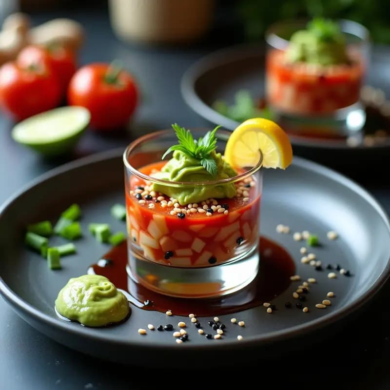 Tartar de Aguacate y Tomate con Salsa de Wasabi: Receta Japonesa Vegana y Crudivegana