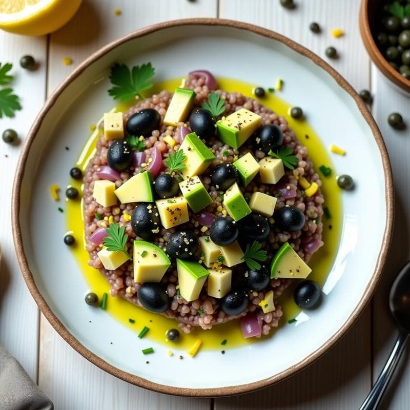 Tartar de Alcachofa y Aceitunas Kalamata: Receta Vegana Mediterránea con Toque Ácido en 10 Minutos