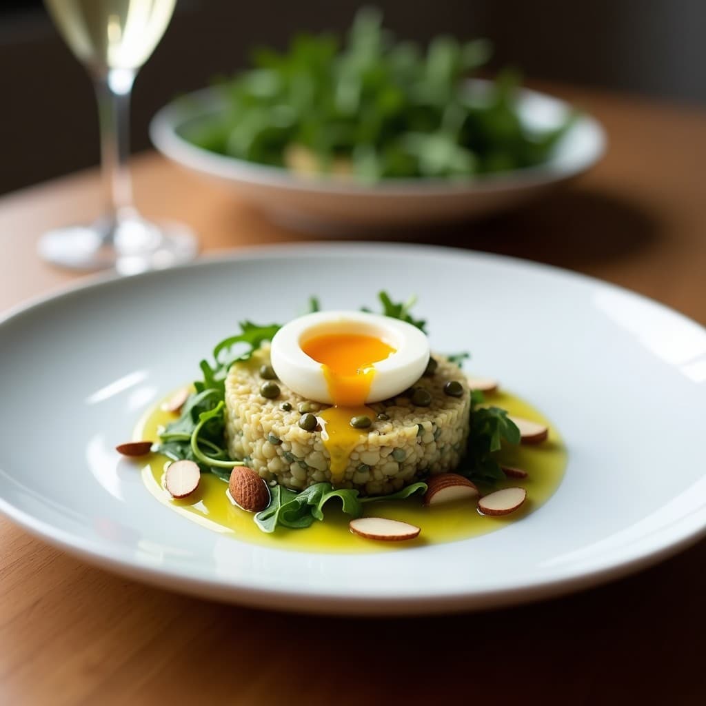 Tartar de Alcachofa y Alcaparras con Huevo Poché: Entrante Gourmet Sin Gluten