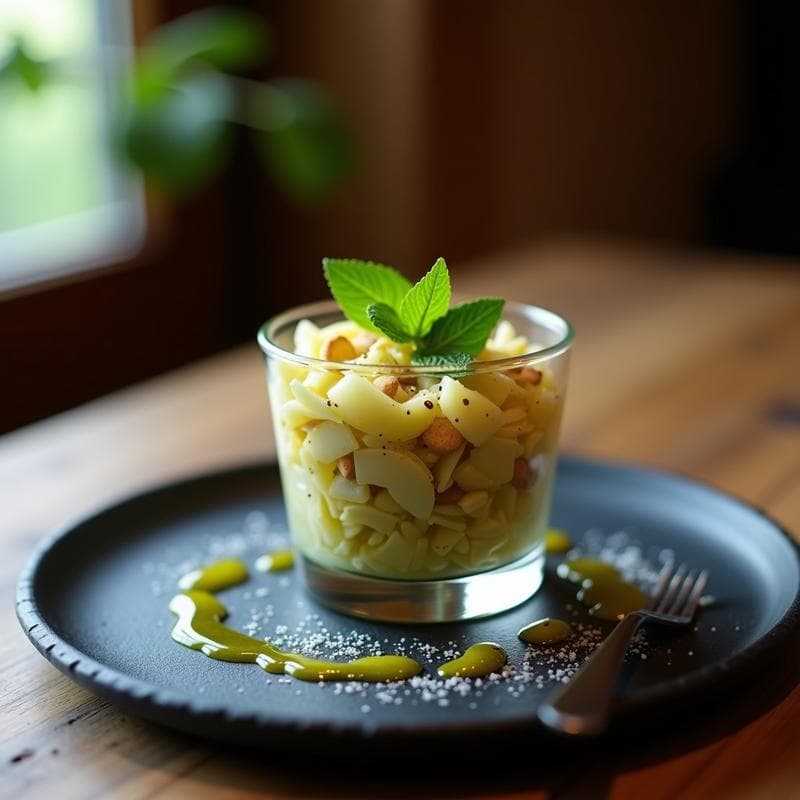 Tartar de Alcachofa y Almendras Laminadas con Aceite de Pistacho: Entrante Español Gourmet