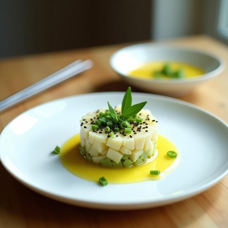 Tartar de Alcachofa y Corazón de Palma con Aliño de Limón Yuzu: Receta Japonesa Vegana
