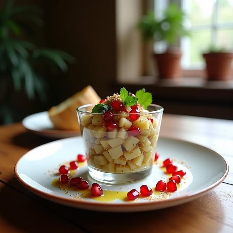 Tartar de Alcachofa y Granados con Vinagreta de Zaatar: Receta Libanes Vegana y Antioxidante en 10 Minutos