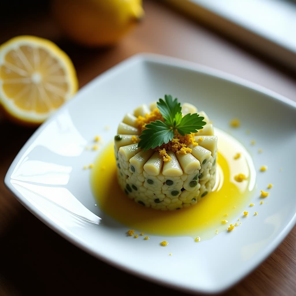Tartar de Alcachofas y Alcaparras con Vinagreta de Limón y Azafrán: Entrante Vegano Gourmet