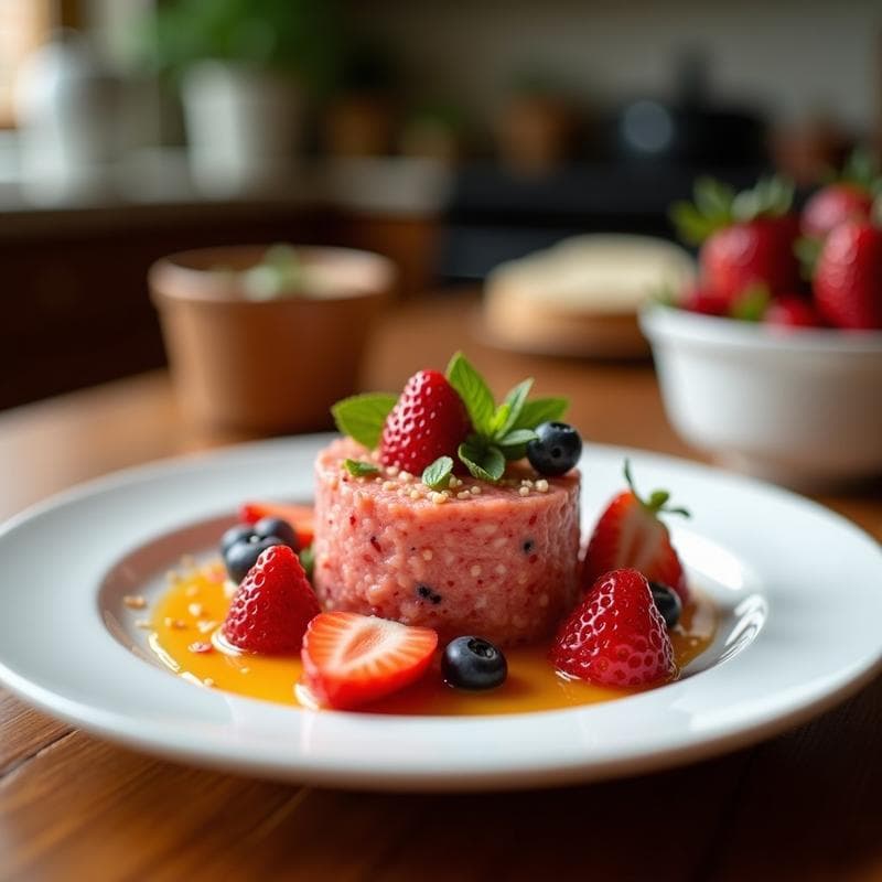 Tartar de Algodón de Azúcar y Fresas: Postre Vegano Sin Azúcar con Toque Ácido en 10 Minutos
