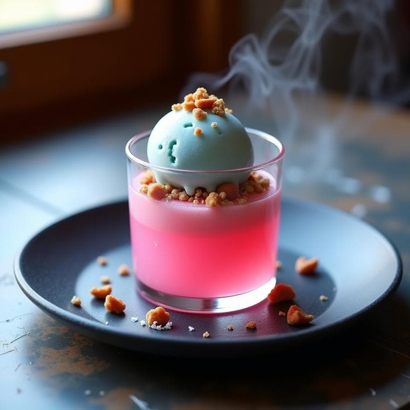Tartar de Algodón de Azúcar con Helado de Queso Azul: Postre Vanguardista Dulce-Salado en 15 Minutos