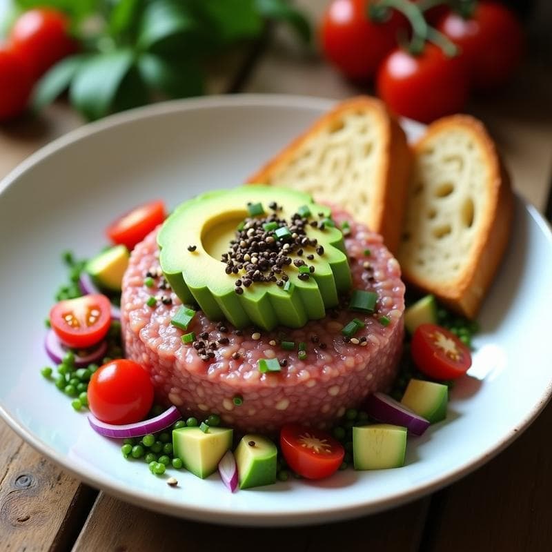 Tartar de Atún Vegano con Aguacate y Algas: Receta Alta en Omega-3 Sin Pescado
