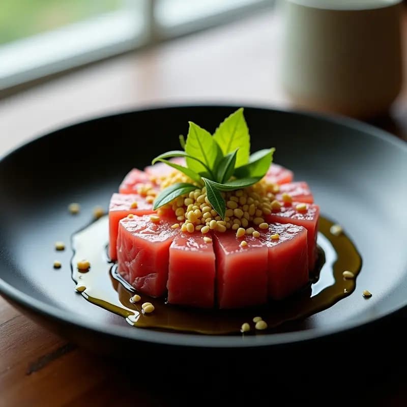 Tartar de Atún con Aceite de Oliva virgen extra y Limón Yuzu: Receta Japonesa Alta en Omega-3