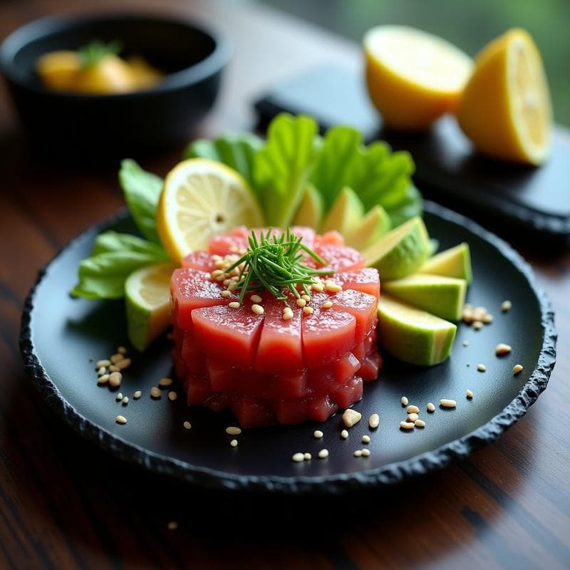 Tartar de Atún con Aguacate y Salsa Ponzu: Receta Japonesa Alta en Proteína