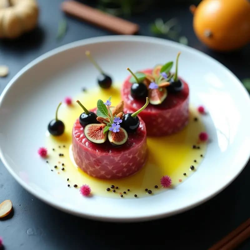 Tartar de Atún con Higo Negro y Aceite de Oliva: Receta Francesa de Alta Cocina