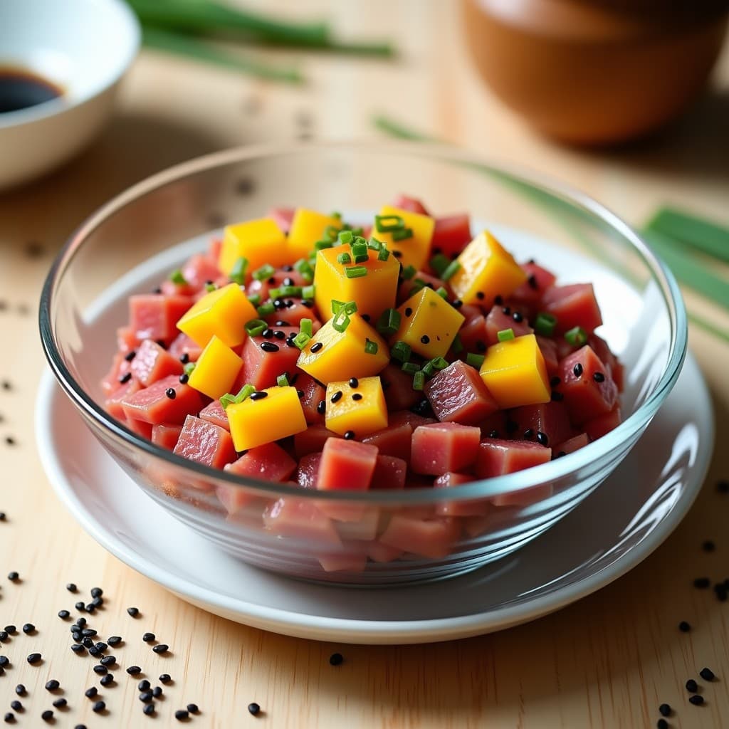 Tartar de Atún con Mango y Salsa de Sésamo Negro: Receta Japonesa para Tupper
