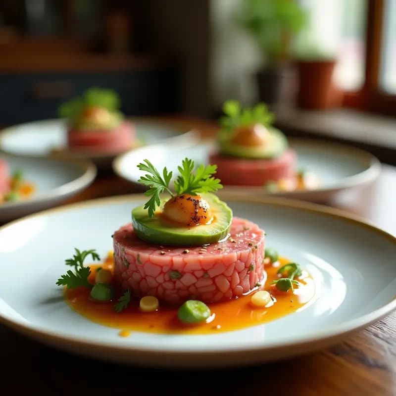 Tartar de Atún Rojo con Aguacate y Alicates: Receta Japonesa con Toque Mediterráneo