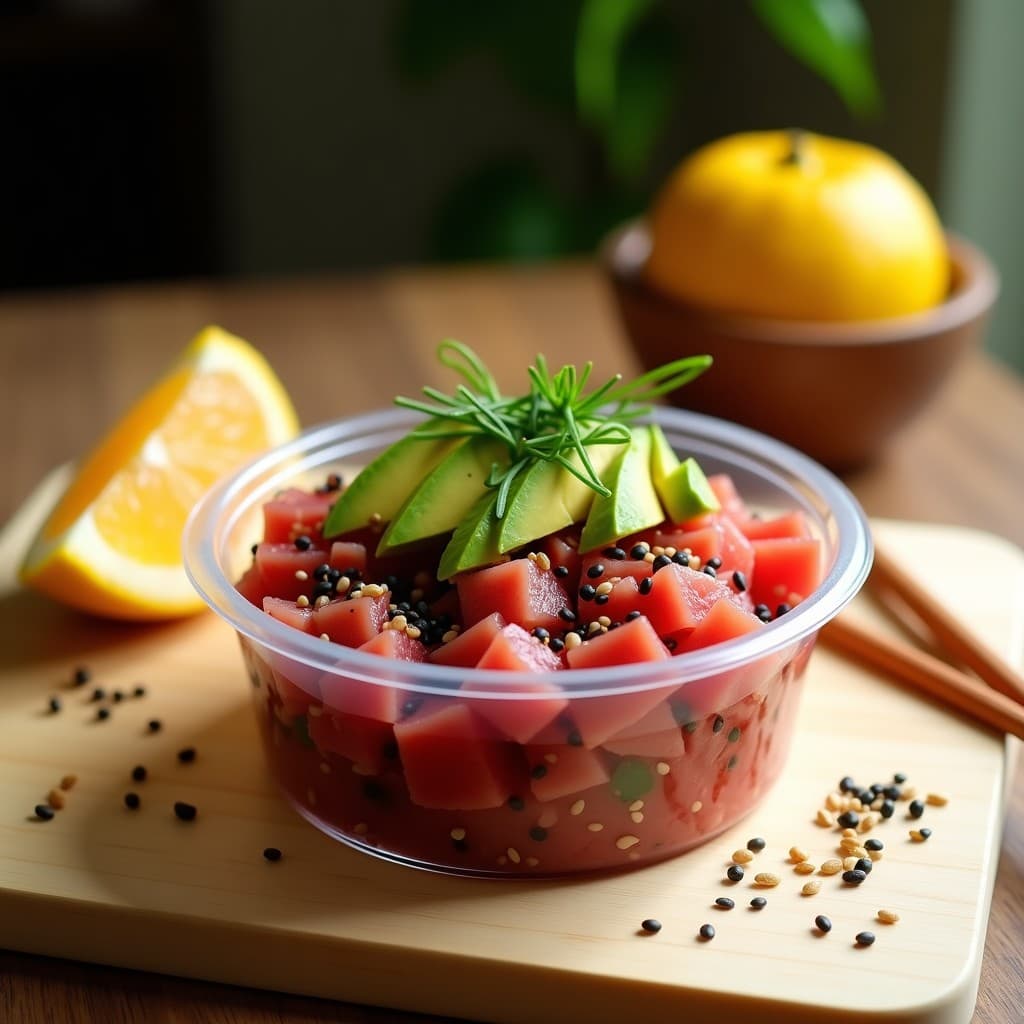 Tartar de Atún Rojo con Aguacate y Vinagreta de Yuzu: Receta Japonesa Gourmet para Tupper