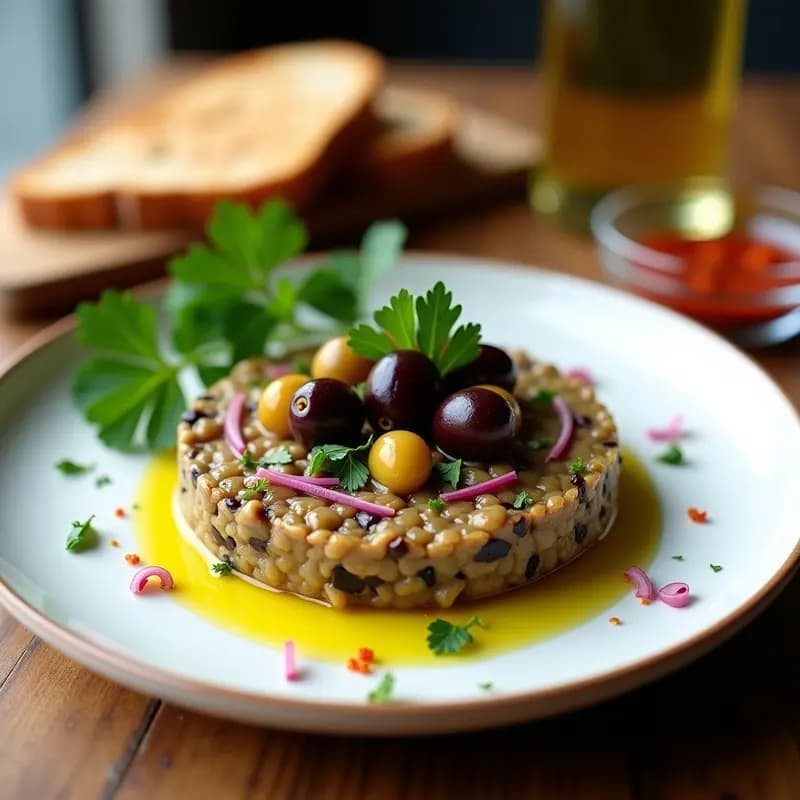 Tartar de Berenjena Ahumada y Aceitunas: Receta Vegana Ultra Rápida en 15 Minutos