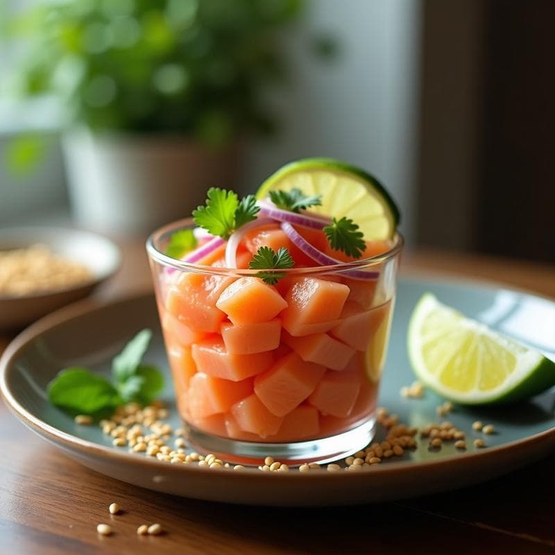 Tartar de Lomo de Salmón al Estilo Cebiche Peruano: Receta Fresca y Alta en Omega-3 en 15 Minutos
