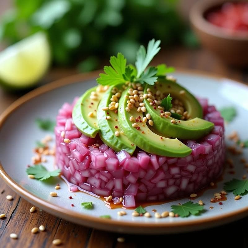 Tartar de Cebolla Morada y Aguacate con Lima: Receta Fresca y Sin Cocción en 15 Minutos
