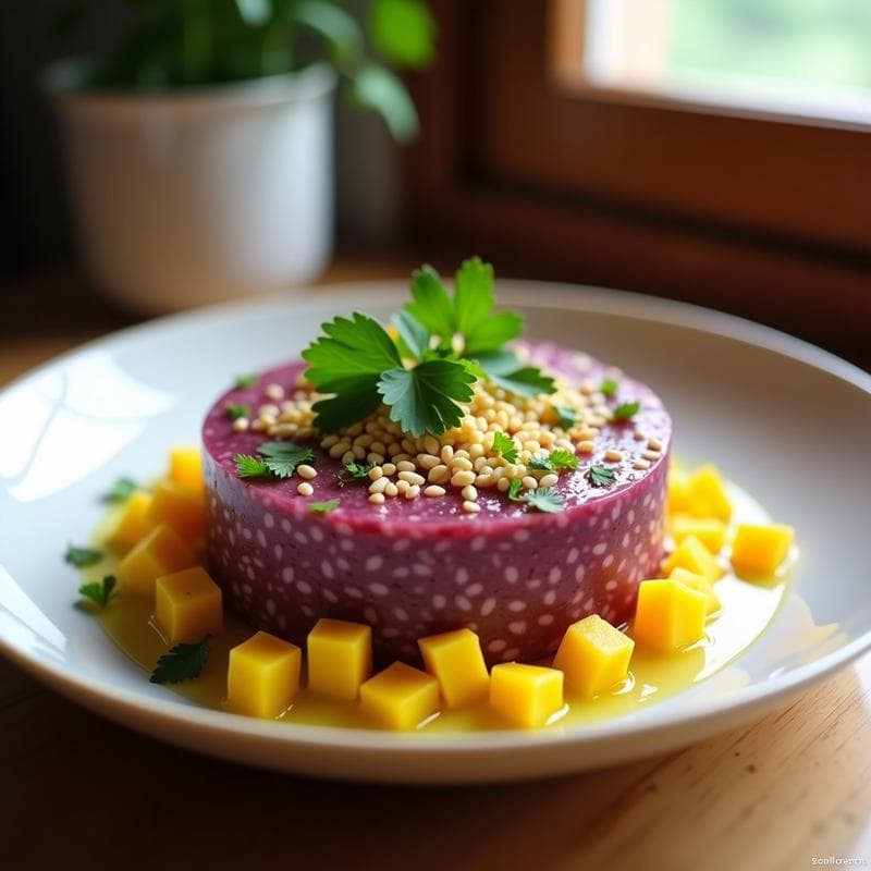 Tartar de Cebolla Morada y Mango con Ajonjolí: Receta Fresca y Crudivegana en 10 Minutos