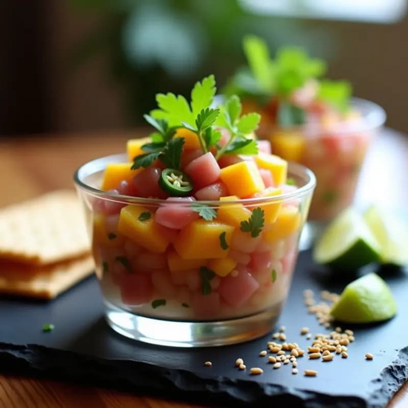 Tartar de Atún y Mango al Estilo Ceviche: Receta Fresca y Crujiente en 15 Minutos